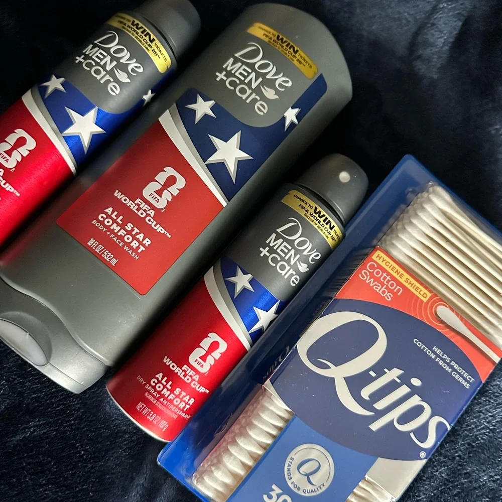 Dove Men+Care Body Wash & Deodorant Lot with Q-tips